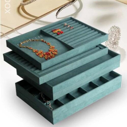 Fashion Elegant greenVelvet Jewelry Tray Stackable Jewelry Display Case Box Holder Organizers Storage