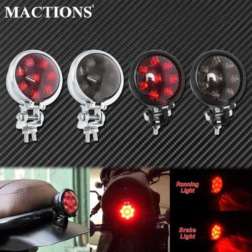 Motorcycle Red Stop Tail Light 12V Adjustable Brake Rear Lamp Taillight Black/Chrome Housing For Harley Sportster Touring Dyna