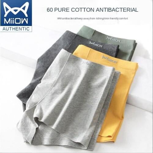 MiiOW Mens Underwear Cotton Boxer Briefs Mens 60 Cotton Summer Thin Antibacterial Mens Underwear