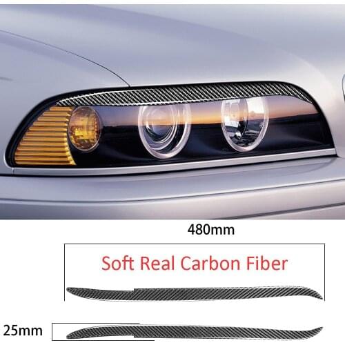 Soft Carbon Fiber Headlight Eyelids Eyebrow Trim For BMW 5 Series E39 525 1997-2003