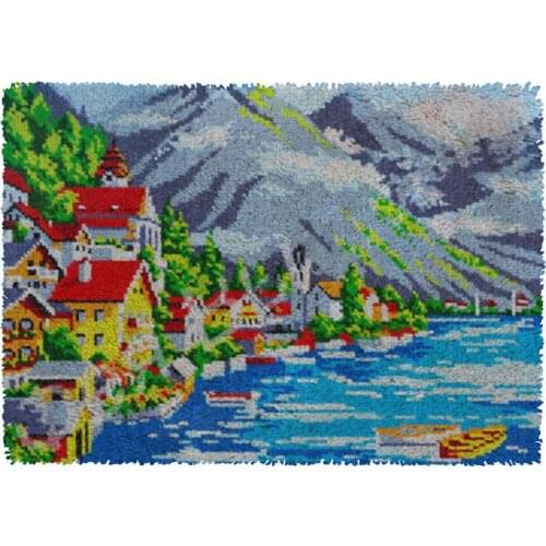 Latch Hook Kits landscape Rug Plush Wall Tapestry Kits Crochet Floor Mat Thick Yarn Cushion Arts & Crafts