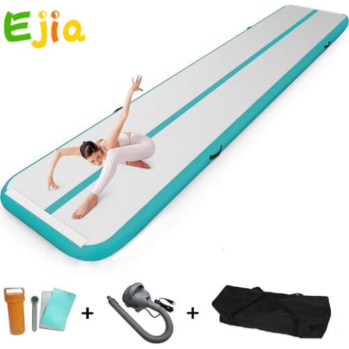 6m 10/20cm thickness Inflatable Gymnastics Tumbling Air Track Mat with Air Pump for Practice/ Gymnastics/Beach/Park/Home use