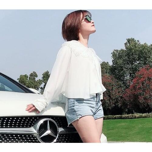 Capes With Flower Embroidery Big Lapel Office Lace Poncho White Driving Sunscreen Veste Cape Women New Product Promotion