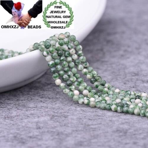 OMHXZJ Wholesale ZB324 2 3mm DIY Bracelet Necklace Jewelry Making Accessories Components Natural Fine White Green Stone Beads