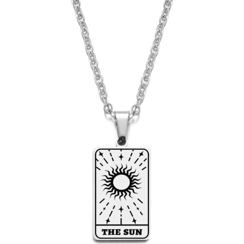 Stainless Steel Tarot Cards Pendant Necklace The Sun Tarot Divination Necklace Jewelry LGS1840