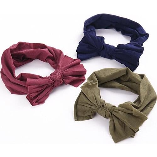 New soft childrens wide nylon hair band baby seamless fashion headband knotted bow tie baby girl accessories