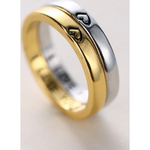 Simple Design I LOVE YOU Metal Heart-shaped Ring Charming Gold Silver Color Ring For Couple Romantic Valentines Jewelry Gift
