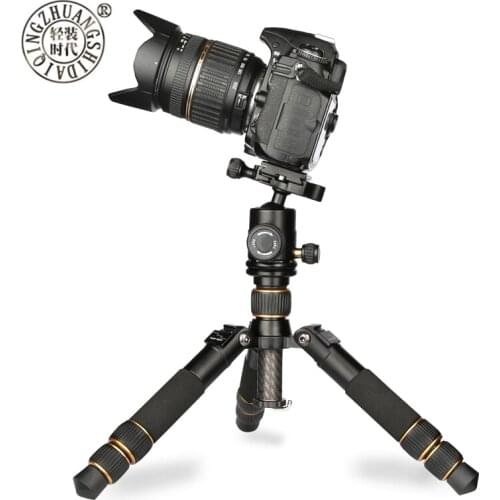 QZSD Q166C Fold Carbon Fiber Mini Table Tripod Macro Bracket for Mobile Phone Camera Flexible Lightweight Slr Camera Tripod