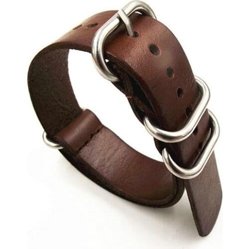 1pcs 18MM 20MM 22MM 24MM Nato strap genuine leather coffee color Watch band NATO straps zulu strap watch straps