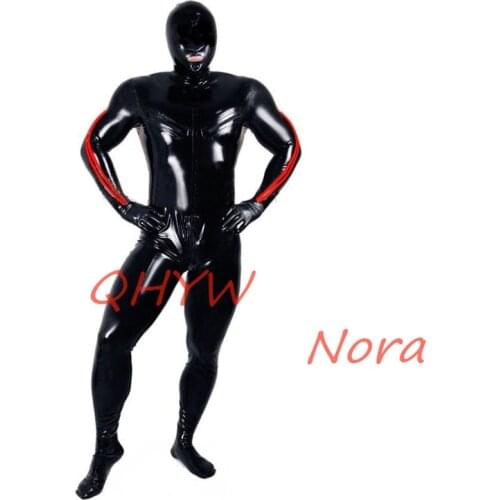 Sexy Latex Man Body Catsuit with hood&gloves socks back zippers sexy lingerie for men costume adult cosplay costume kakegurui