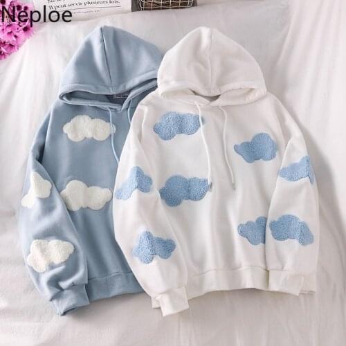 Neploe 2021 Chic Korean Oversized Clothes Panelled Warm Sweatshirt Women Autumn Winter Hoodies Casual Hooded Pullovers Coat