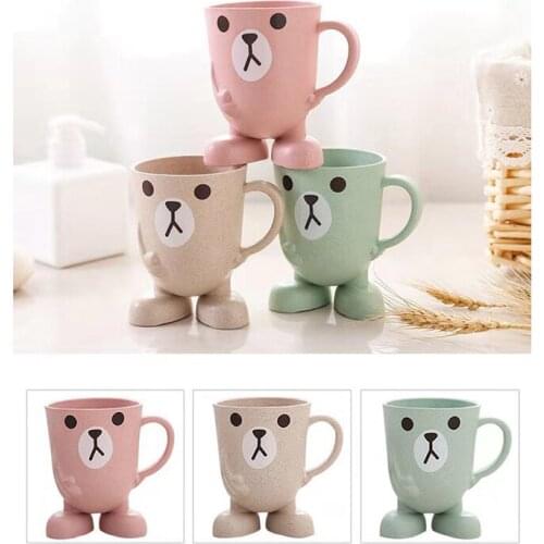 Baby Cute Cartoon Toothbrush Cup Infant Kids Learn Drink Feeding Bottles Children Anti-falling Water Training Cups