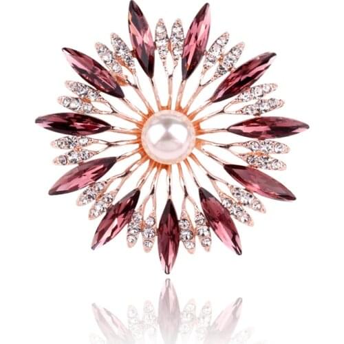 TODOX Brooch shining Crystal Rhinestones Starburst Women sweater collar pins Wedding Jewelry girls full dress Ornament accessory