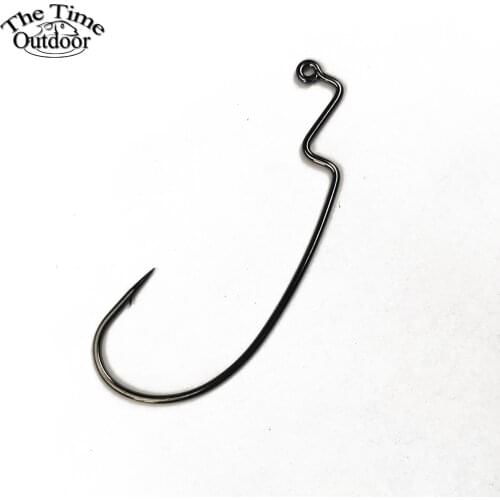 Thetime LTVJ-71 Jig Hook High Carbon Steel #1-#1/0 Fishing Crank Worm Hook Offset Jig Fishhook Saltwater Carp Fishing Tackle