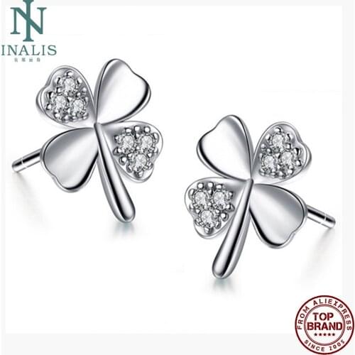 INALIS Luck Earrings For Women Four Leaf Clover Stud Earring 2021 Trend Fit Wedding Engagement Fashion Jewelry Send Girlfriend