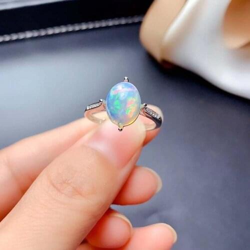 Natural Opal Simple Changing Color Ring S925 Sterling Silver Fine Fashion Wedding Charming Jewelry for Women Free Shipping