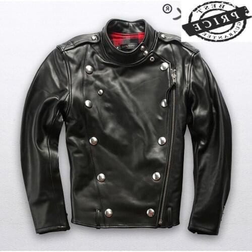 100% Real Cow Leather Coat Men Clothes 2021 Streetwear Rivet Genuine Leather Jacket Men Moto Biker Leather Coats Jackets