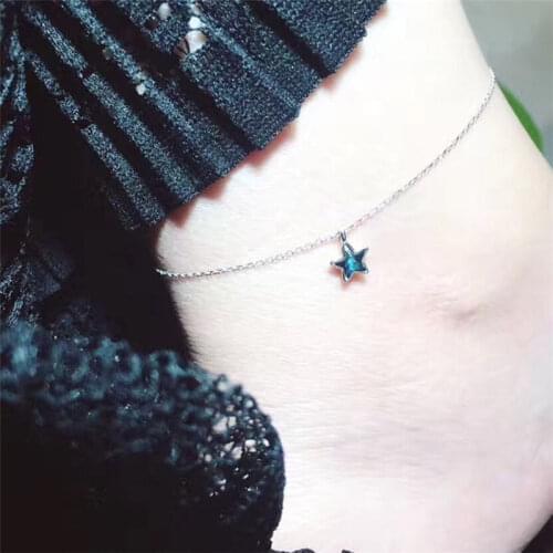 19.5+5cm High quality Star beads shape Anklet halhal Bracelet 925 silver retro Japan simple Korea female student summer jewelry