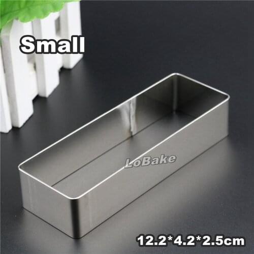 5pcs/lot) 12.2*4.2*2.5cm small rectangle stainless steel tiramisu mousse cake ring puff cheesecake sushi mold DIY bakery