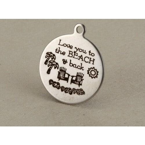 5pcs Love you to the beach and back Charms, Stainless steel Summer Beach Charm For Wedding Anniversary Lover Gift Jewelry Making