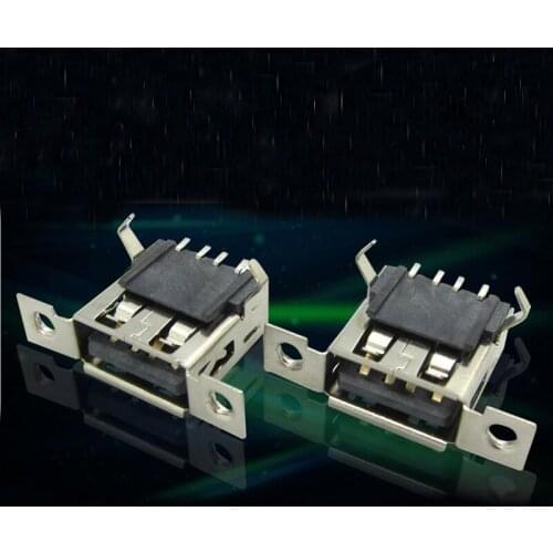 50pcs High-quality USB 2.0 Connector Female Chip Patch USB Seat Adapter Female Fixed Hole USB Connector