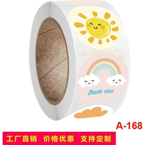 500 Pcs Round Cartoon Thank You Stickers Cute Sun Rainbow Clouds Sticker For Handmade Gift Decor Labels Kids Reward Stickers