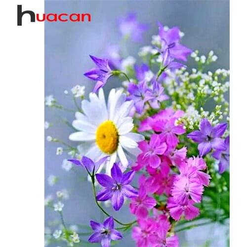 Huacan 5D DIY Diamond Embroidery Complete Kit Daisy Mosaic Diamond Painting Full Square/Round Flower Wall Paintings
