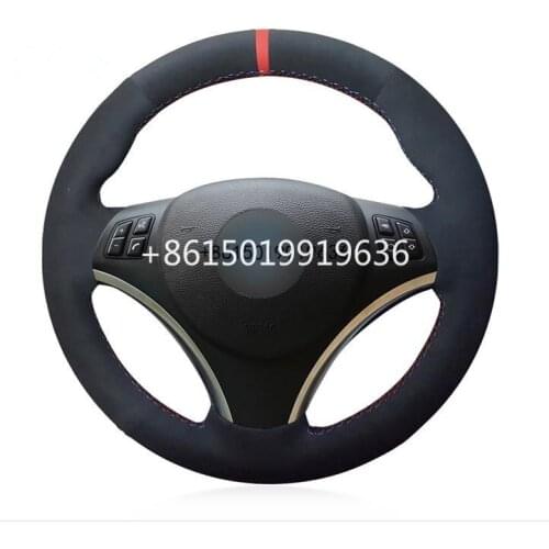 Black Suede DIY Car Steering Wheel Cover for BMW E90 320i 325i 330i 335i E87 120i 130i 120d