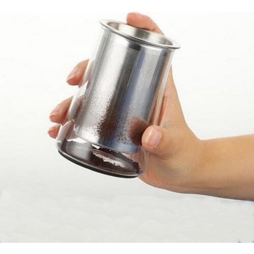 304 Stainless Steel Coffee Fifter, Hand-pushed Coffee Filter Cccessories Reusable Filters with Glass cup