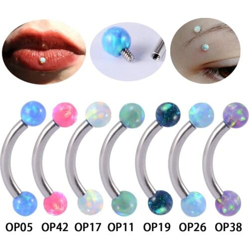 Surgical Steel Barbells Eyebrow Piercing Opal Ear Tragus Cartilage Helix Earring Piercing Septum Nose Eyebrow Lip Ring 16G