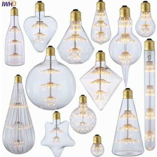 IWHD All Star Bombilla Edison Bulb Lamp E27 2W 220V Industrial Decor Lampara Vintage Retro Lamp Light Bulb Ampul Ampolletas