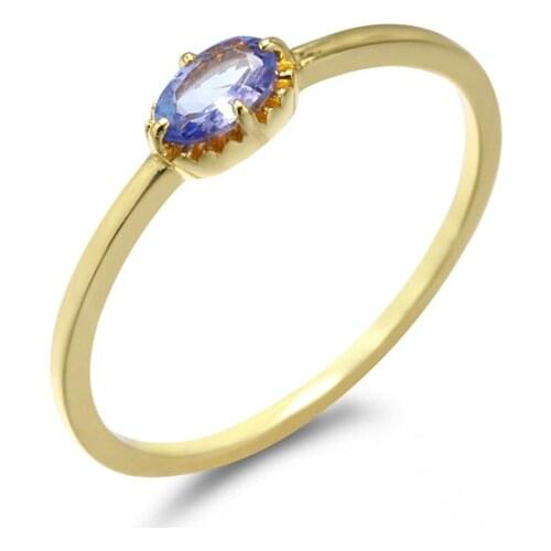 Lii Ji 925 Sterling Silver Natural Tanzanite Finger Rings Gemstone for Women Birthstone Engagement Wedding Valentines Jewelry