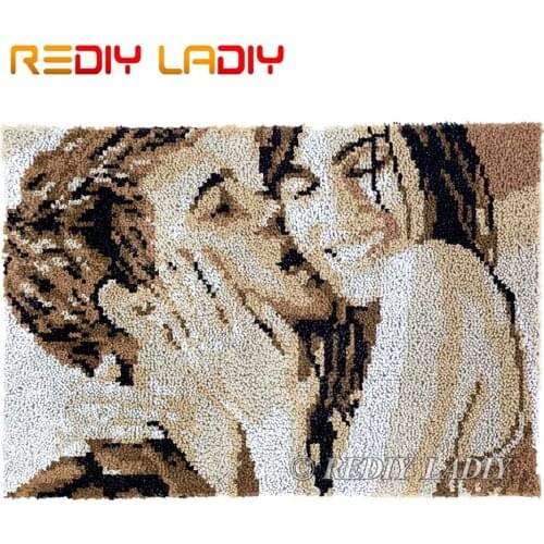 Latch Hook Rug Kissing Lovers Chunky Yarn Tapestry Kits DIY Carpet Rug Knitted Floor Mat Crochet Cushion Arts & Crafts 85*58cm