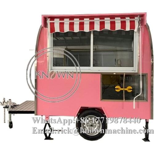 Round Catering Cart Mobile Street Food trailer/hot dog/ Ice Cream/ Snack Carts With Red Color And Customized