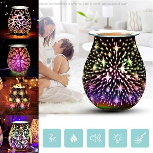 Mayitr 3D Glass Electric Wax Burner Essential Oil Night Light Warmer Candle Lamp Office Home Bedroom Fragrance Touch Table Lamps