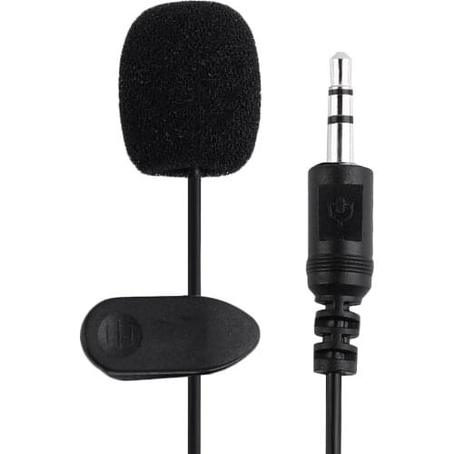 3.5mm Mini Portable Lavalier Microphone Hands-Free Condenser Clip-on Lapel Mic Wired Mikrofo for Phone for Laptop PC Speaker