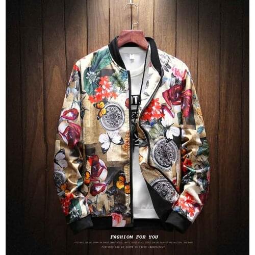 2019 New Rose Bomber Jacket Men Mens Casual Jackets Coat 5XL
