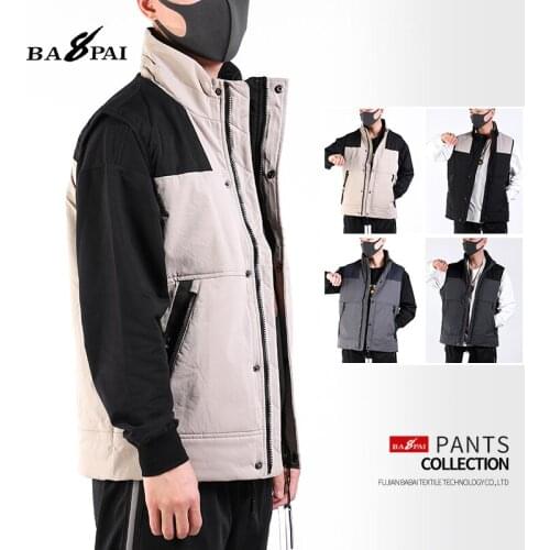 BAPAI Mens Street Fashion Sleeveless Jacket Polyester Casual Vest Shirt Outdoor Fishing Jacket Autumn Comfortable Windbreaker