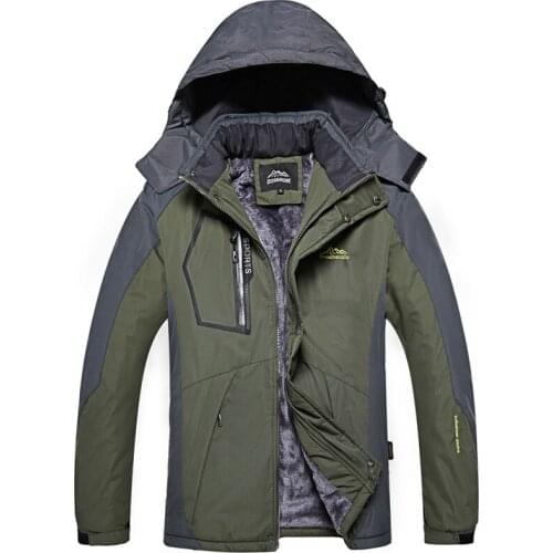 Mens Thicken Warm Jacket Mountain Waterproof Ski Outwear Windproof Rain Jacket Winter Warm Hooded Coat