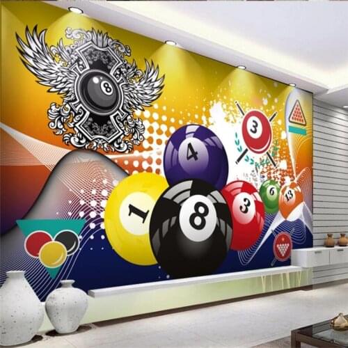 Custom Modern Billiards Billiard Club Industrial Decor Mural Wallpaper 3D Billiard Set Background Wall Paper Wall Covering 3D
