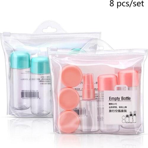 8-Piece Travel Bottle Kit Spray Bottle Refillable Travel Size Bottle with Storage Bag Liquid Makeup Container for Lotion Shampoo