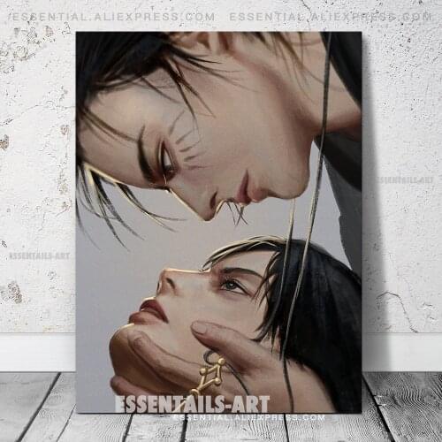 Mikasa and Eren Attack on Titan Eremika Canvas Decoration Prints Poster Study Living Room Home Decor Bedroom Pictures Wall Art
