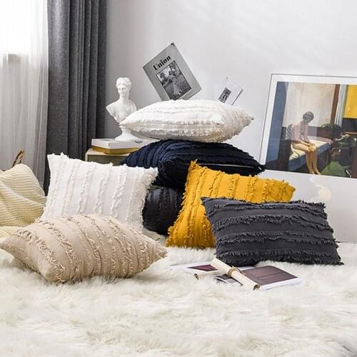 Free Shipping 40/45/50/60CM Cotton Imitated Linen Yarn Plain Dyed Jacquard Cut Flower Pillow Case Cushion Cover HT-CLVJC-A