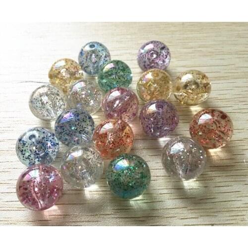 New Arrival! Chunky Clear Built-in Glitter AB Round Beads for Handmade Necklace DIY Making Parts,Jewelry Accessories Findings