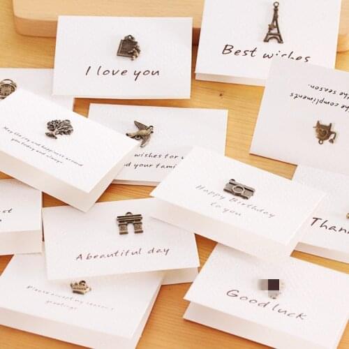 10pcs Watercolor Folding Message Card Valentines Day New Year Greeting Card Postcard Birthday Gift Message Cards