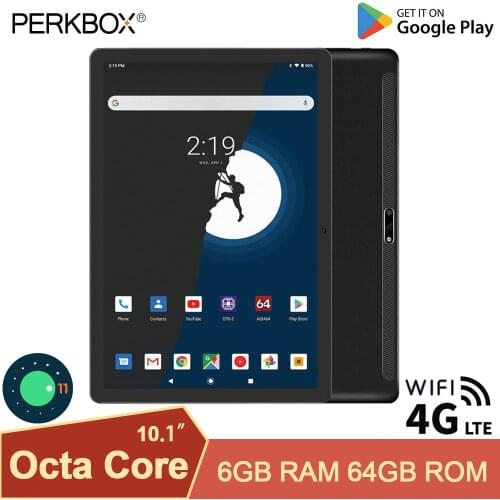 Perkbox 10.1" Android 10 Tablet 1280x800 SC9863A Octa Core 6GB RAM 64GB ROM 4G LTE NetworkTablets PC Dual Cameras Wi-Fi GPS