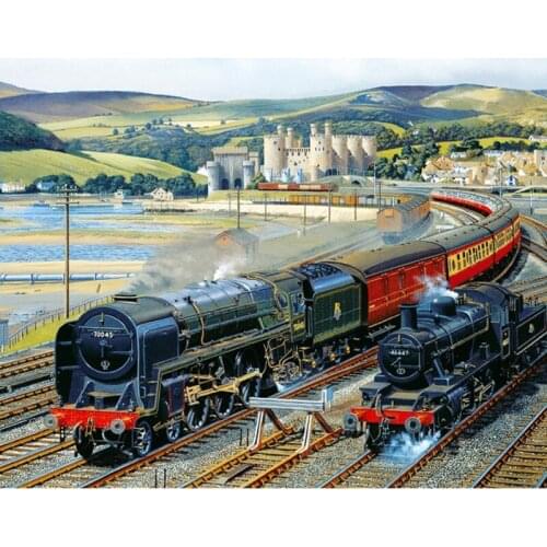 Full Square/Round Drill 5D DIY Diamond Painting "Two trains" 3D Embroidery Cross Stitch Mosaic Rhinestone Decor Gift WG1030