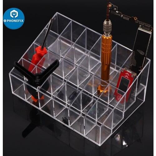 Transparent Organizer Storage Box Multiple Grid Acrylic Phone Repair Parts Screws Jewelry Box Electronic Component Container