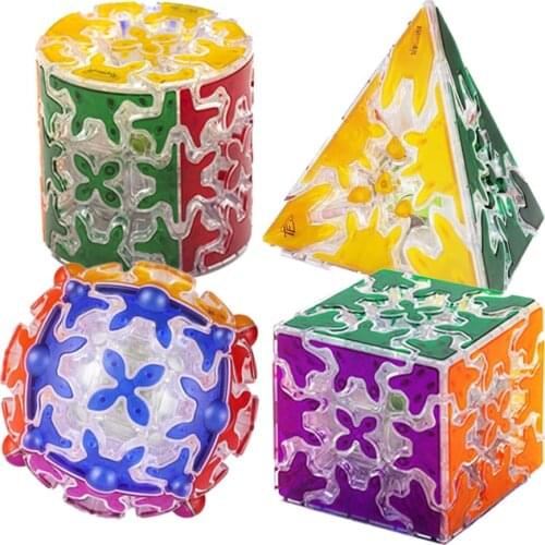 Qiyi Transparent Gear 3x3x3 Magic Cube Mofangge Pyramind Cylinder Sphere Speed Cubes Professional Educational Toys Cubo Magico