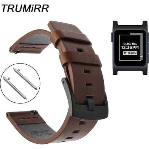 Italian Oily Leather Watchband Quick Release for Pebble 2 / 2 SE Watch Band Stainless Steel Buckle Strap Wrist Belt Bracelet